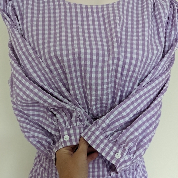 Zara purple gingham blogger mini dress small - Picture 8 of 16
